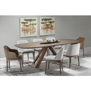 Conjunto Mesa Oval Madeira Cris