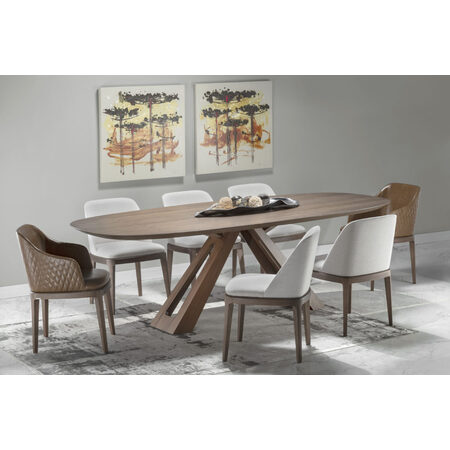 Conjunto Mesa Oval Madeira Cris — Mesas