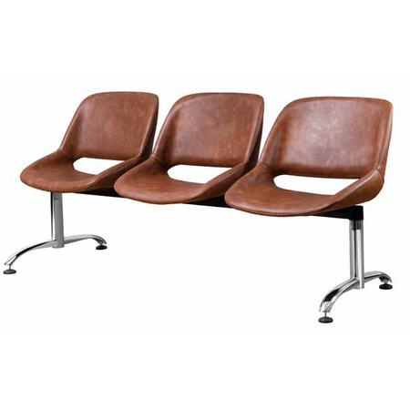 Longarina Office Caramelo 3 Lugares — Cadeiras