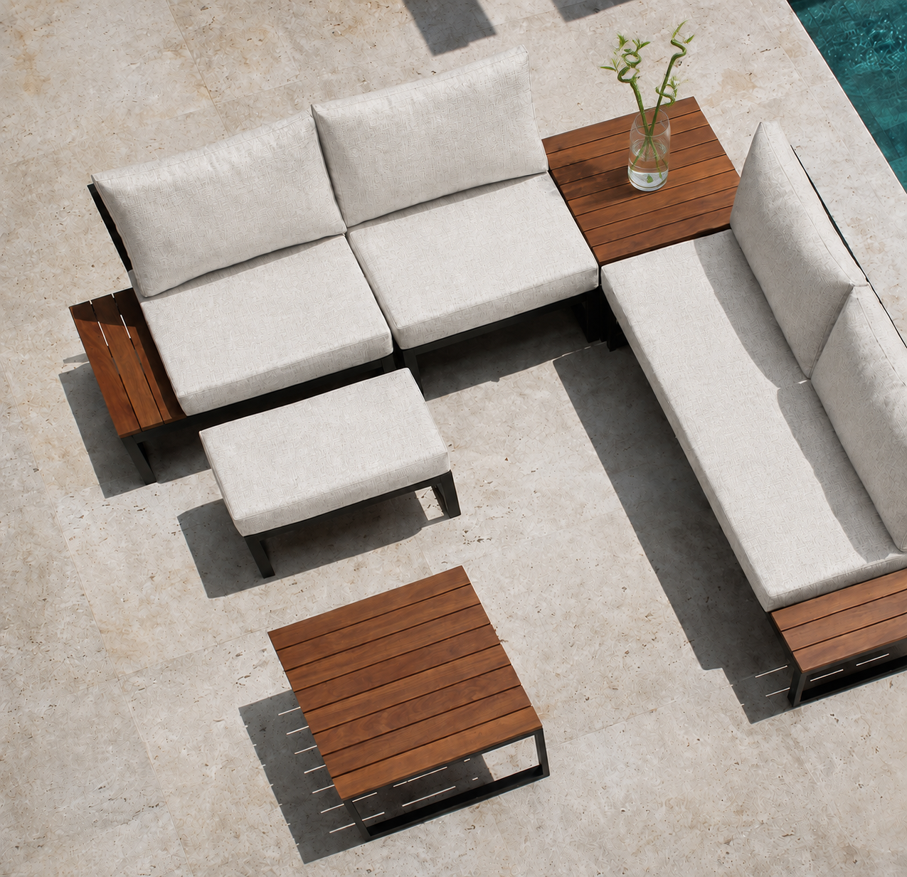 Conjunto Sofá Canto Cumaru — Móveis para Jardim e Piscina